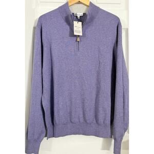 NEW Peter Millar Lavender Purple 1/4 Zip Sweater Purple Silk Cashmere Blend Lg